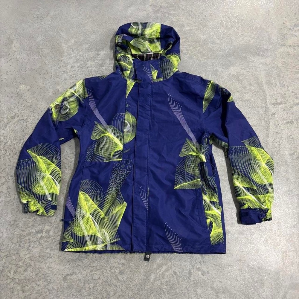 686 Ace Men's Ski Parka Jacket Size L Blue Green Abstract Leaf Print Snowboard